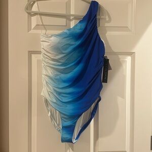 NWT La Blanca One Shoulder Shirred Swimsuit size 16